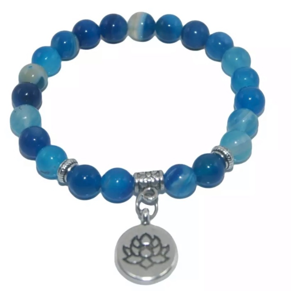 Natural Stone yoga bracelet Lotus Amethyst beads